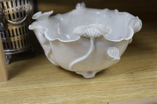Two Chinese blanc de chine lotus bowls